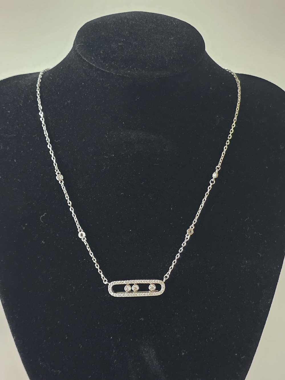 Delicate Silver Bar Pendant Necklace with Sparkling Accents